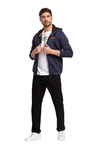 Image of Spykar Men's Cotton Hooded Sweatshirt (MSS02BBLW169)