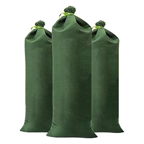 IUIBMI 10 Pcs Sandless Sand Bags for Flooding, Thickened Canvas Sand Bags Flood Protection Sand Bag Reusable Water Flood Barrier Sandbags with Ties for Doors Windows Basement Cover