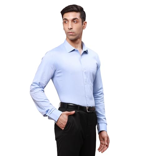 Image of Park Avenue Men's Pure Cotton Structure Pattern Slim Fit Semi Cutaway Collar Full Sleeve Formal Shirt