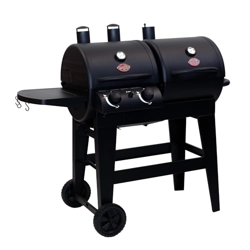 Image of Char-Griller Dual-Function 2-Burner 24,000 BTU Propane Gas and Charcoal Combination Grill and Smoker with 870 Cooking Square Inches in Black, Model E5030