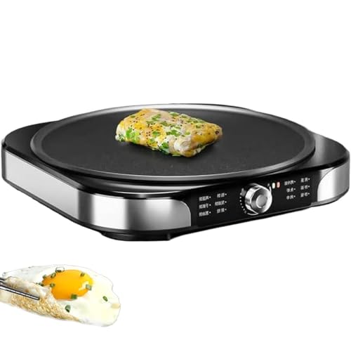 Máquina eléctrica para crepes y panqueques, 2200 W, diseño plegable, incluye esparcidor y raspador, ideal para cocinar huevos, pizza y más