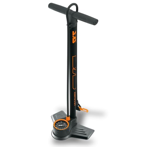 SKS GERMANY AIR-X-PLORER 10.0 Pompe à Pied (avec Grand manomètre de précision & poignée Soft-Touch, très Grande stabilité, tête Multi Valve pour Tous...