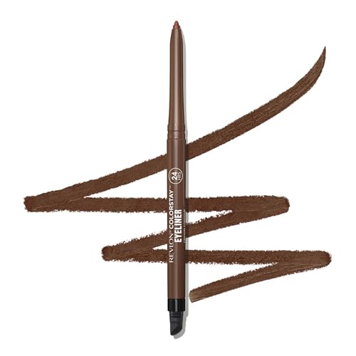 Revlon ColorStay Eyeliner Pencil, Matita Eyeliner Marrone No-Transfer e Waterproof, Temperino e Sfumino Incorporati, 203 Brown, 0.28g