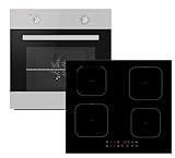 Einbauherd Set Backofen | autarkes 60cm Induktionskochfeld | rahmenlos | Umluft | Grill | Booster Funktion