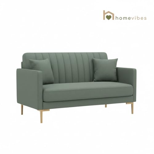 Image of 3+2 Seater Velum Fabric Sofa Set for Living Room, Modern Design with High Density Foam, Solid Wood Frame, Ergonomic Comfortable Seating for Home & Office (Frosty Green, 3+2 Seater) | Soft foam comfort, Strong wood frame