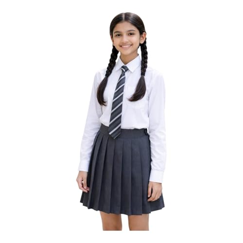 Image of HOUSE OF WHITE & BLACK | White School Uniform Shirt for Girls, Full Sleeve, Cotton Blend, Modern Fit