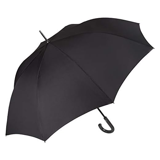 Parapluie Homme Golf - Long Grand Résistant au Vent - Parapluie Uni et Léger avec Structure en Fibre de Verre - PFC Free - Diamètre 120 cm - Ouverture Automatique - Perletti Technology (Noir)