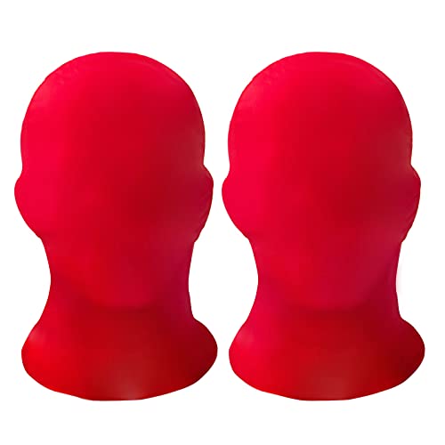 HOMELEX 2 Pieces Full Face Mask, 2nd Skin Masks,Halloween Spandex Hood for Unisex Cloth-Red