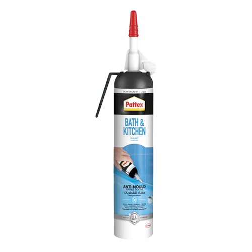Pattex Sanitary Antimould Transparent Pressure Pack for indoor sealing ideal for bathroom & kitchen waterproof and mould resistant. Easy to Use Sealant 1x200ml pressure pack One size