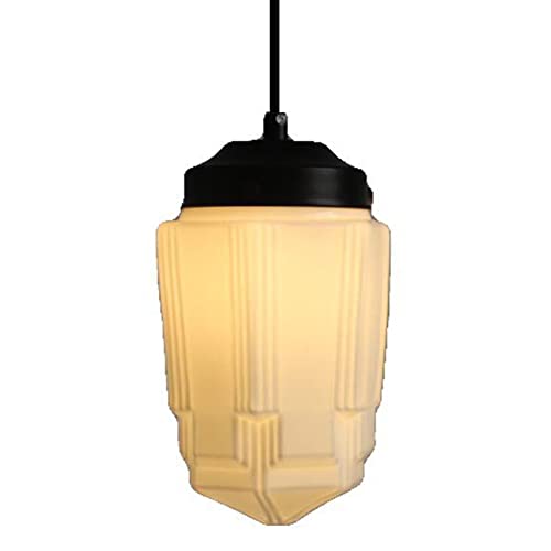 Lustre suspension rétro en verre crème de haute qualité pour une décoration raffinée
