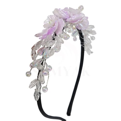 Image of Samyak Pearl & Crystal Hair Band Accessories For Women & Girls, Stylish Tiara Headband For Wedding Party Juda Bun Fashion For Bridal Hair Decoration Accessory