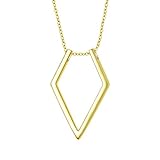 Niaspi Geometric Ring Holder Necklace for Women Girls Titanium Steel Open Rhombus Pendant Ring Keeper Pendnat Necklace Wedding Engagement Anniversary Jewelry Gifts(Gold)