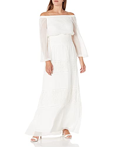 Tadashi Shoji Women's l/s Off Shldr lace Gown, Ivory, 2