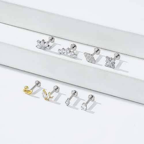 1pcs 16G 18G G23 Titanium Threadless Labret Studs Push-in Labret Lip Cluster Tragus Helix Conch Lobe Rook Cartilage Push Back Piercing Jewelry Earring4
