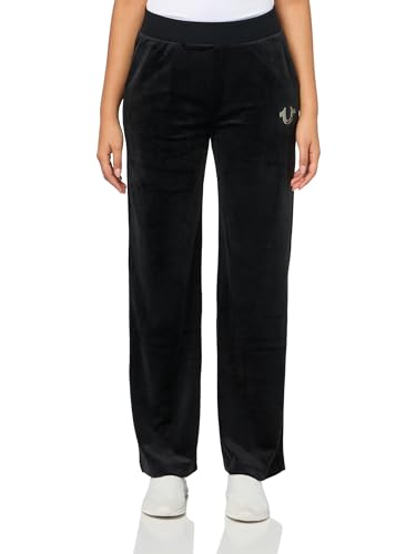 True Religion Crystal Wide Leg Velour Pants​ Pantalón, Negro (Jet Black), XS Mujeres