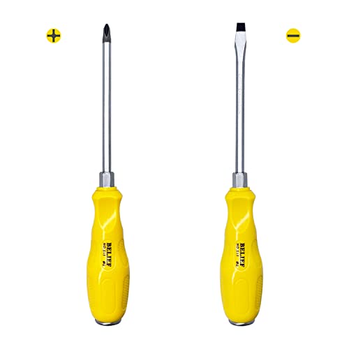 Yalin 2-Piece Professional Screwdriver Set, 1 Phillips And 1 Flat Head, Non-Slip Handles For Home Repair,S2 Steel Screwdriver With Striking Cap #TOP5