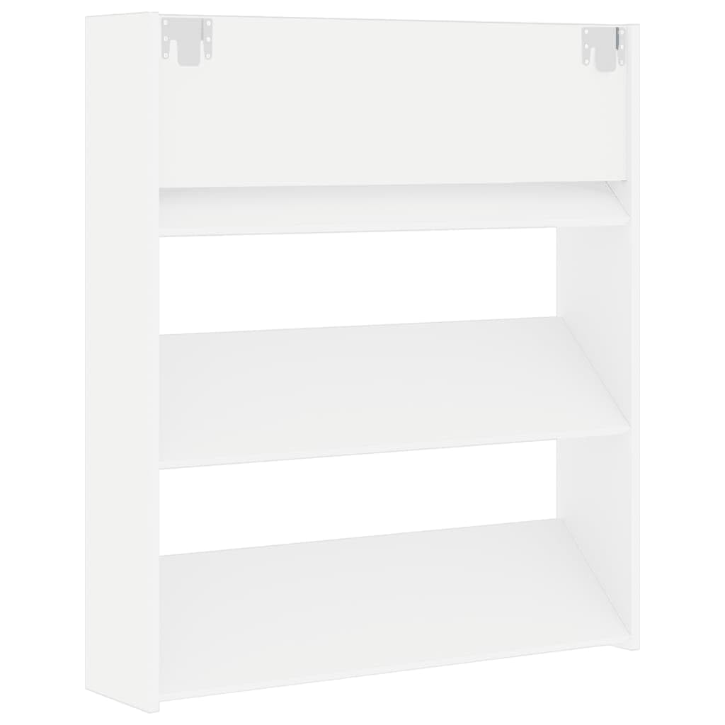 Hothingwell Schuhschrank, Wandmontage, Weiß, 80 x 18 x 90 cm, Holz, mit 3 kippbaren Regalen, moderner Schuhständer zum Aufbewahren von Schuhen, Stiefeln und Hausschuhen, Organizer