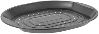 Prochef Non-Stick Premium Large Multi-Purpose Crisper Carbon Steel Oven Tray for Chips, Wedges and Vegetables - Length 39cm x Width 34cm - Silver