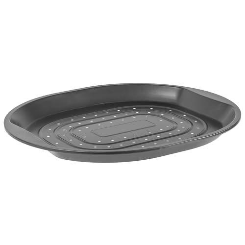 Prochef Non-Stick Premium Large Multi-Purpose Crisper Carbon Steel Oven Tray for Chips, Wedges and Vegetables - Length 39cm x Width 34cm - Silver