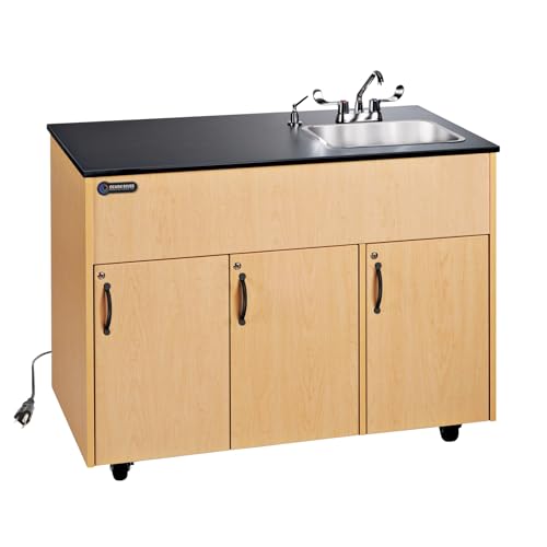 Ozark River Portable Sinks, Advantage 1D, Maple Laminate Cabinet-Laminate Countertop, Hot Water Hand Washing Station with Countertop & Storage Space, Self Contained Sink, Portable Hand Washing Sink