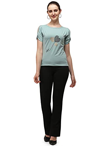 Image of DHRUVI TRENDZ Women's Regular Fit Tops | T Shirt for Women | Tops for Jeans for Women | Tops for Women | Western Tops for Women Stylish | T-Shirt for Women