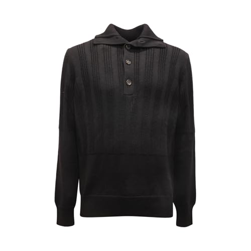 Pull en laine premium homme Paolo Pecora noir au tricotage d'exception