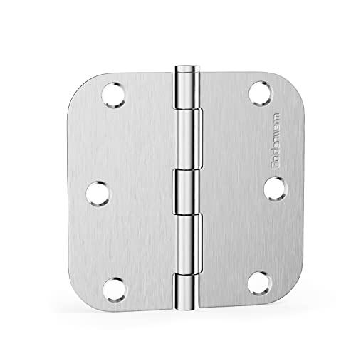 Goldenwarm 3 Pack Stainless Steel 3.5 Inch Satin Nickel Brushed Door Hinges, Interior Door Hinges With 5/8" Radius Corners, Flat Hinges For Doors 3 1/2 Inches, 3 ½" Door Hardware For Bedroom Garage #TOP22