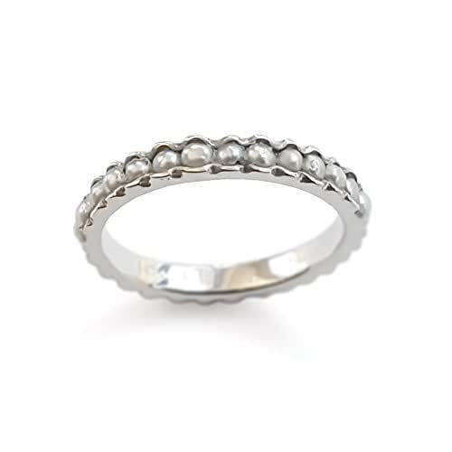 Silver Eternity Ring with Pearls Amazon.ca Handmade Products