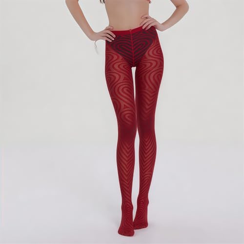Image of NUFIWI Women Sexy Sheer Patterned Tights Leggings Pantyhose Stockings Colorful Y2k Funky Tights Vintage 90s Streetwear