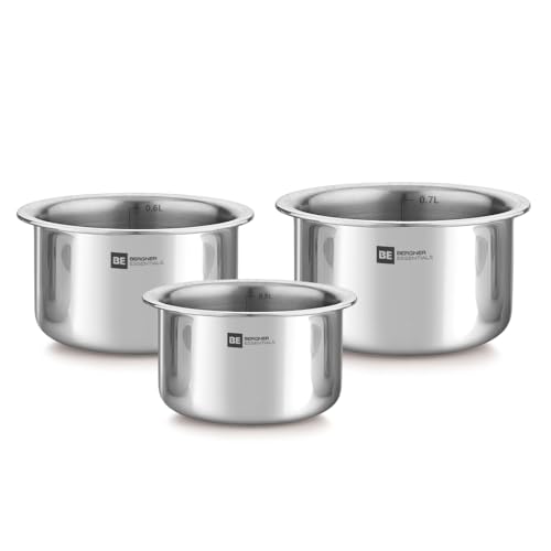 Bergner BE Bergner Essentials Tri-Ply Stainless Steel Junior Tope Set of 3 Pcs Set - 10 cm/500 ml, 11 cm/700ml, 12 cm/800ml, 3 Pc Patila Set, Topia Set, Induction Bottom and Gas Ready, 5-Year Warranty (B0CXJDD511) Amazon Price History, Amazon Price Tracker
