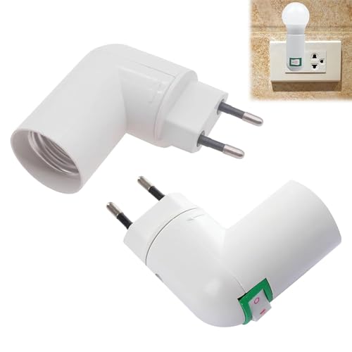 Portalámparas E27 Sin Cable,Portalámparas E27 con Interruptor,Adaptador de Casquillo e27,AC 220-240V,360 ° Se puede girar,Para Lámpara de Cama,2pcs (Sin bombilla)