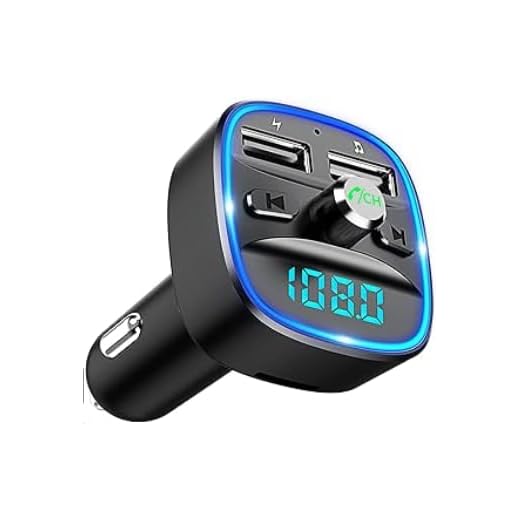Wireless Bluetooth Car Adapter, Dual USB Port Fast Car Charger Bluetooth FM Transmitter with Hands-Free Calling Support USB Drive