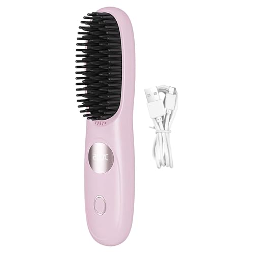 Cepillo Alisador De Cabello Inalámbrico: Peine Alisador De Cerámica Con Batería USB, Herramienta De Peinado Portátil Para Un Cabello Suave Y Sin Encrespamiento, Uso Rápido Sin Cables, Ideal Para Viaje
