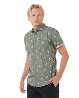 Rip Curl Men's Paradise Palms Short Sleeve Shirt, Cactus Green, S