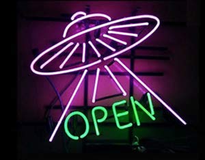 HOLTEEZ Beer Bar UFO Open Alliens Neon Lamp Sign 17inx14in Bar Light Glass Artwork