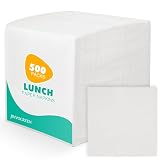 JINVOGREEN 500 Count White Paper Napkins Bulk - 2-Ply Disposable Dinner Napkins 6.5x6.5 Inch, Soft Absorbent Cocktail Napkins for Everyday Use, Restaurants, Parties, Weddings (13x13 Inch Unfolded)