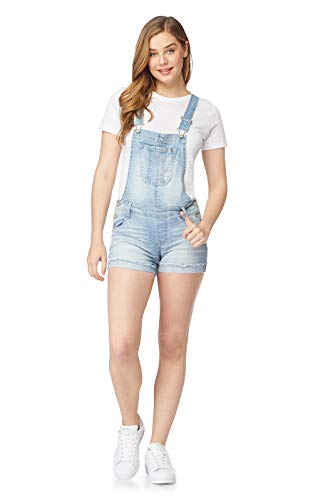 WallFlower Women's Juniors InstaStretch Denim Shortalls in Charlotte, Medium
