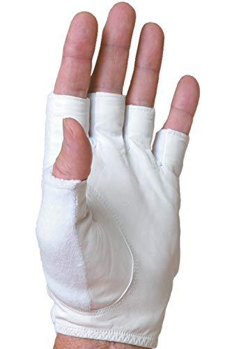 Tourna Sports Tennis and Pickleball Glove - Ladies Half Finger, White, Model Number: TGH-L-M-L