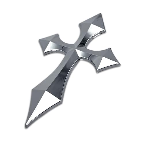 Image of Elektroplate Pointed Cross OEM Chrome Emblem for Cars, Trucks, and All Auto | Universal Fit at 3.25 inch x 2.2 inch | Weatherproof
