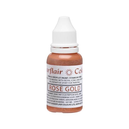 Sugarflair Edible Droplet Paint Rose Gold - Colorante Alimentario Líquido, Colorante para Paste de Azúcar, Pasta de Goma, Glaseado - Se puede Utilizar con Aerógrafo - 14ml