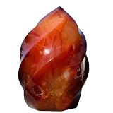 QINGQI Pietra Naturale Regalo di Decorazione for casa e Ufficio Reiki con Campioni minerali in Cristal di Quarzo a Spirale con Fiamma di Agata Rossa Naturale(150-200g)