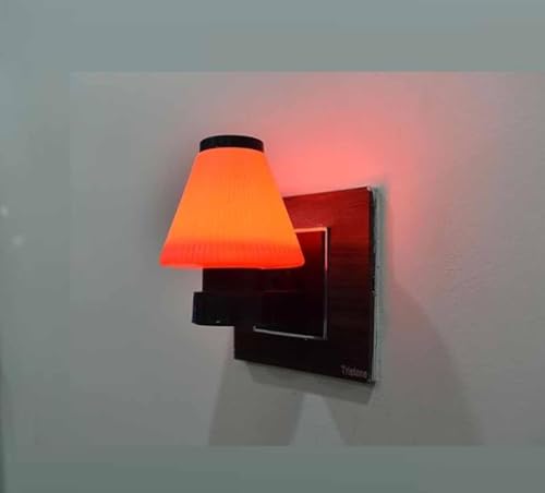 Image of GURUSOAMI Small Cone Wall Lamp with LED Light (Red) | Stylish Plastic Shade for Bedroom, Living Room & Table - Modern Decorative Wall Light Fixture - Shape Design (1 Piece)