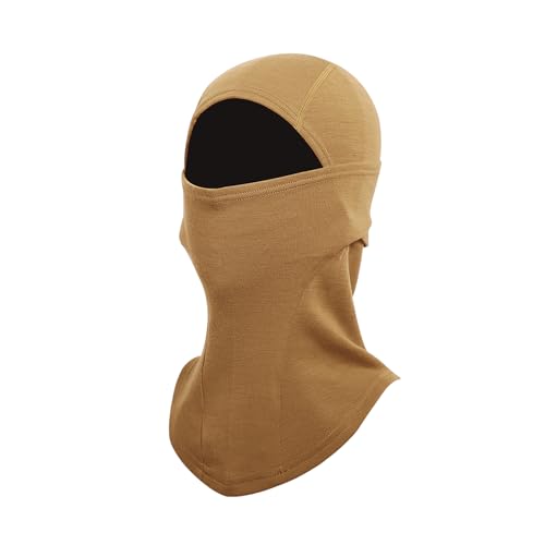 100% Merino Wool Balaclava Winter Warm Ski Mask for Men Women Cold Weather Gear Apricot Yellow