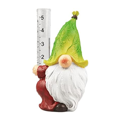 Garden Gnomes Rain Gauge, Funny Fairy Garden Figures, Resin Gnome Garden Ornaments for Outdoor Yard Garden Decoration, 10 x 18 x 7 cm Cover