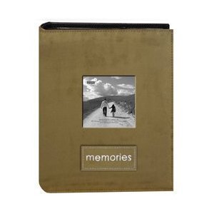 Pioneer Embroidered Patch Faux Suede Photo Album, with Front Cover Frame, Holds 100 4" x 6" Photos, 1 Per Page. Color: Tan
