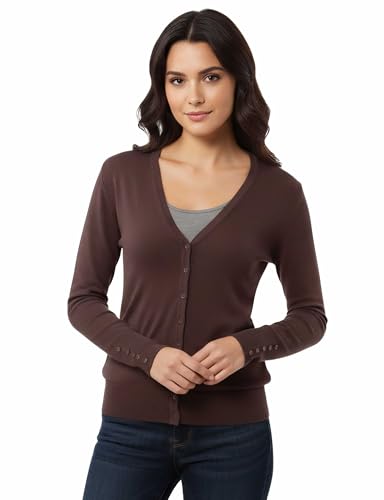 Image of Allsense Women's Long-Sleeve V-Neck Cardigan Sweater | Button Down, Lightweight Soft Knit