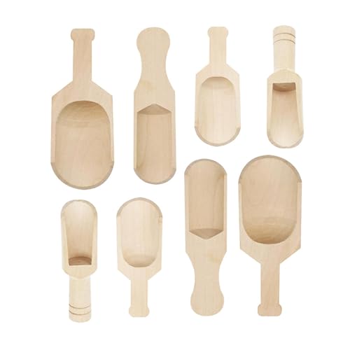 KINHARD 8 Stück Gewürzlöffel Mini, holz Küchenutensilien, Verschiedene Arten von Kleine Schaufel, für Mehlschaufel, Salzlöffel Mehllöffel...