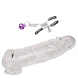 Elastic fit Dick Short Sleeve Cuff Sleeves 7.1 inches Perfect Suitable for Couples Expedite Skin Color and Bell Clip 1 pcs