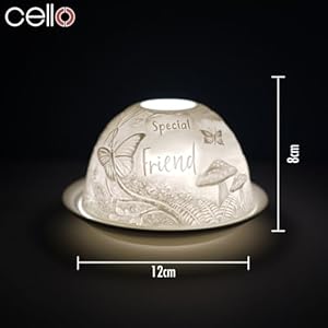 Cello Special Friend Woodland Tealight Dome, Porcelain Candle Holder With a Loving Message. Use Tealights or LEDs. Sentimental Special Friend Gifts, Gifts For Friends, Friendship Gifts For Women. Cello Special Friend Woodland Tealight Dome Porcelain Candle Holder With a Loving Message Use Tealights or LEDs Sentimental Special Friend Gifts Gifts For Friends Friendship Gifts For Women