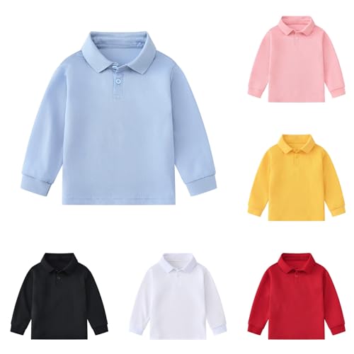 Long Sleeve Uniform Shirts for Girls,Boys Polo Shirts Kids School Uniform Golf Shirts Polo T-Shirts 7-8 Years Blue